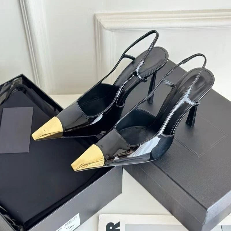 2026 New Summer Style Pointed Toe Stiletto Sandals with Single Strap, Microfiber Lining, Rubber Sole, Sexy High Heels