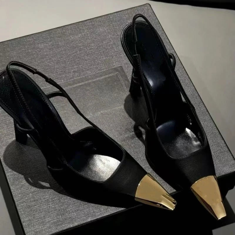 2026 New Summer Style Pointed Toe Stiletto Sandals with Single Strap, Microfiber Lining, Rubber Sole, Sexy High Heels
