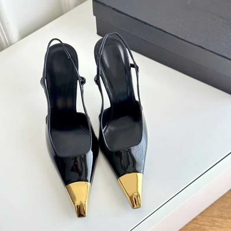 2026 New Summer Style Pointed Toe Stiletto Sandals with Single Strap, Microfiber Lining, Rubber Sole, Sexy High Heels